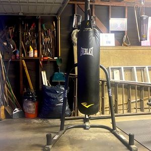 Everlasting 100lb punching bag, with stand.